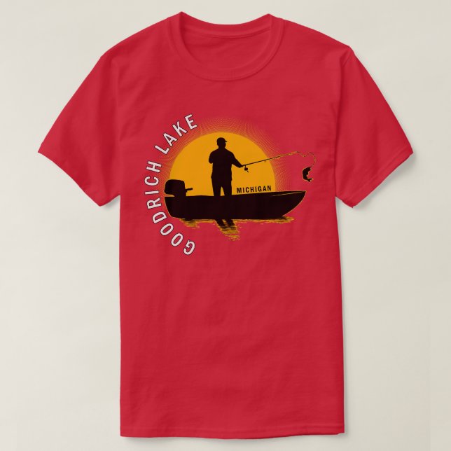 Goodrich Lake Fishing Michigan Sunrise T-Shirt (Design Front)