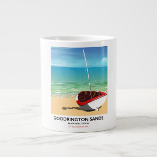 Goodrington Sands Devon vintage travel poster Large Coffee Mug