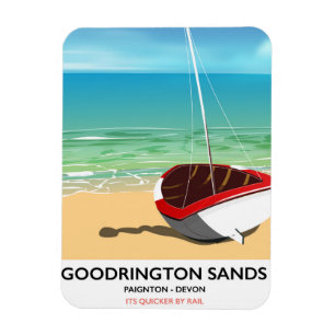 Goodrington Sands Devon vintage travel poster Magnet