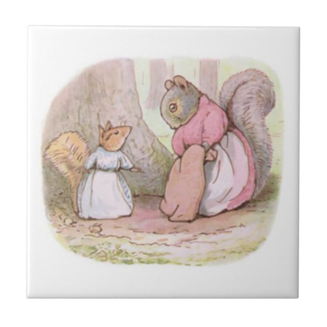 Goody and Mrs Hackee (Squirrels) (Beatrix Potter) Tile (Front)