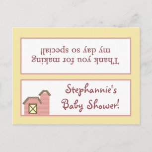 Goody Bag Topper Abbys Farm Pink Girly Barn Animal Invitation Postcard