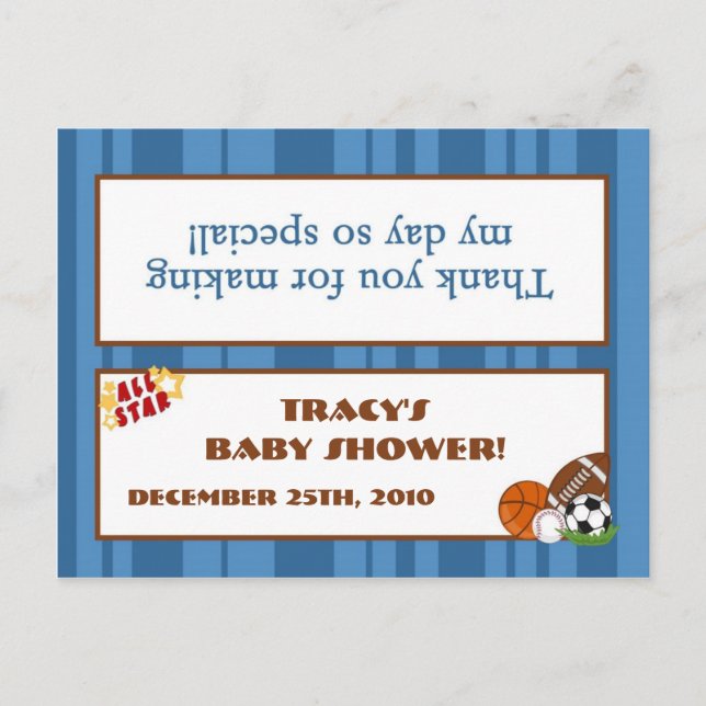 Goody Bag Topper All-Star Blue Invitation Postcard (Front)