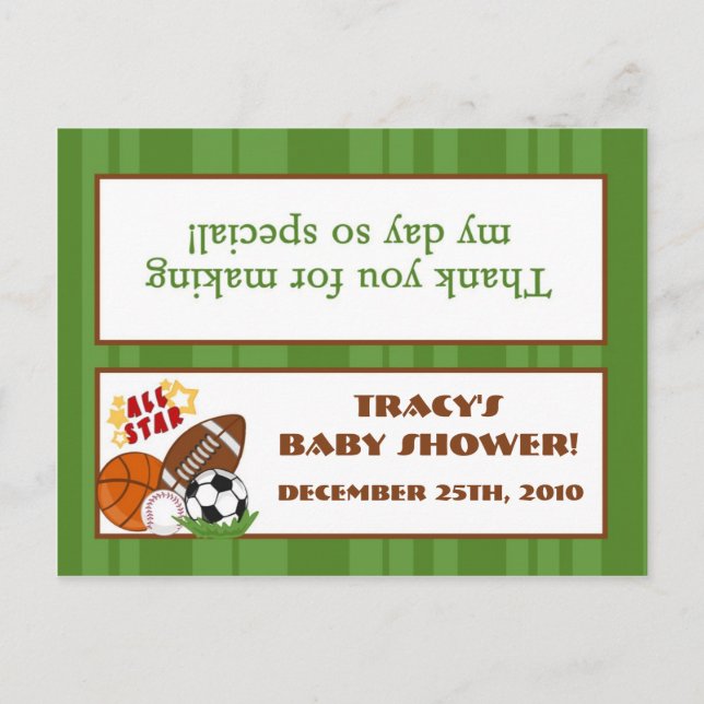 Goody Bag Topper All-Star Green Invitation Postcard (Front)