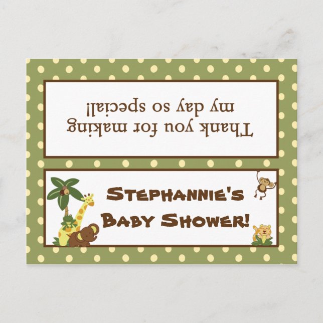 Goody Bag Topper Jungle Babies Invitation Postcard (Front)