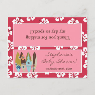Goody Bag Topper Pink Hawaiian Luau Tropical Invitation Postcard