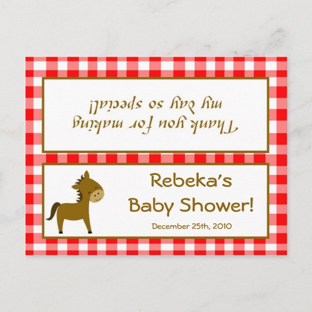 Goody Bag Topper Red Barn Farm Animals Invitation Postcard (Front)