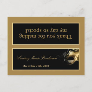 Goody Bag Topper Sweet 16 Gold Black Party Invitation Postcard