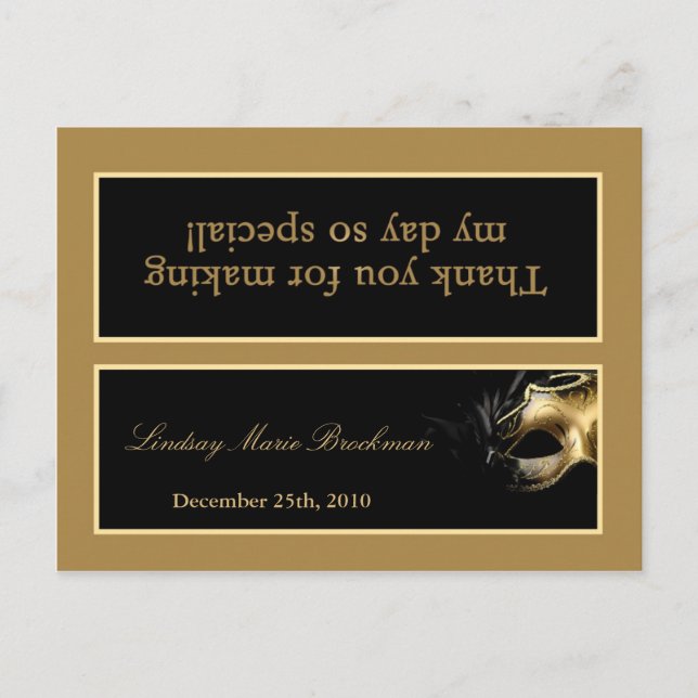Goody Bag Topper Sweet 16 Gold Black Party Invitation Postcard (Front)