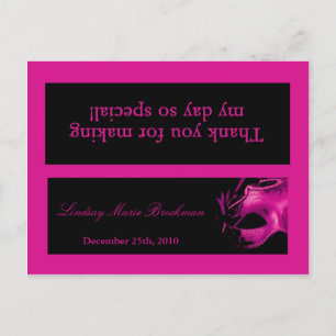 Goody Bag Topper Sweet 16 Hot Pink Black Party Invitation Postcard