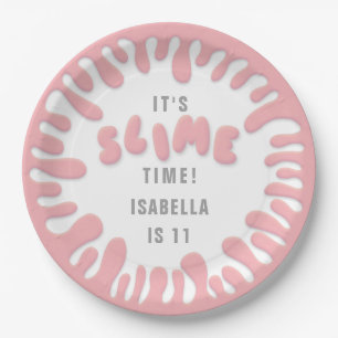 Gooey rose pink slime party paper plate