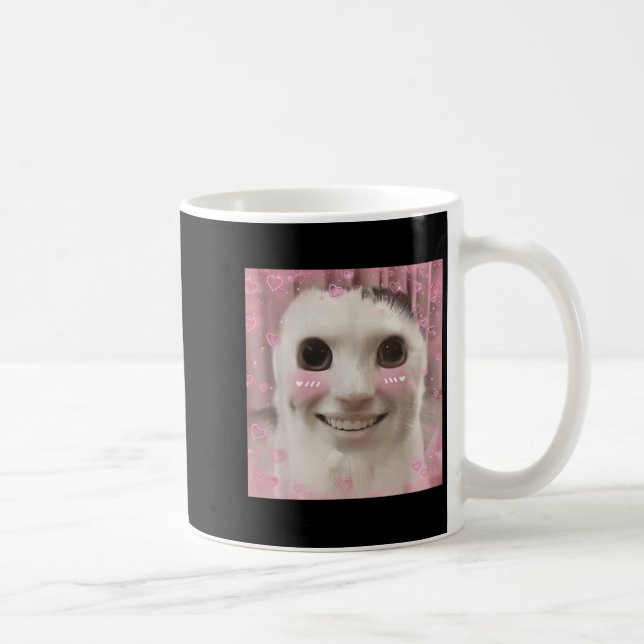Goofy Ahh Cat Meme Dank Cursed Weirdcore Cringey B Coffee Mug (Right)