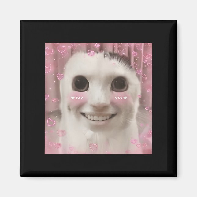 Goofy Ahh Cat Meme Dank Cursed Weirdcore Cringey B Magnet (Front)