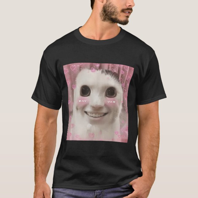 Goofy Ahh Cat Meme Dank Cursed Weirdcore Cringey B T-Shirt (Front)