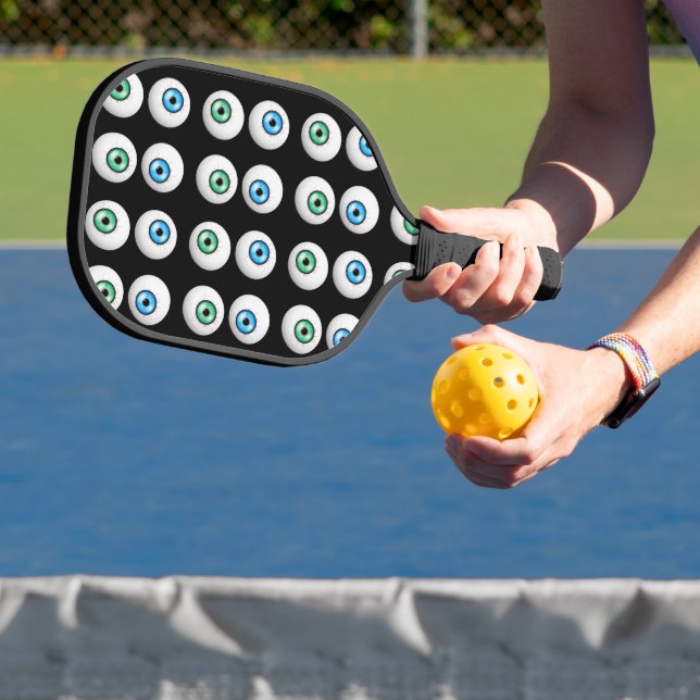 Goofy Blue and Green Eyeball Pattern Pickleball Paddle (Insitu)
