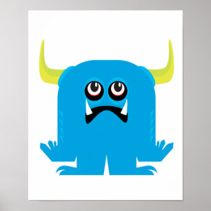 goofy blue monster poster