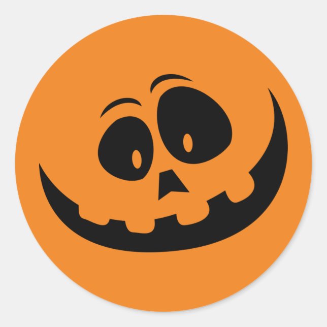 Goofy Carved Face Halloween Design Classic Round Sticker (Front)