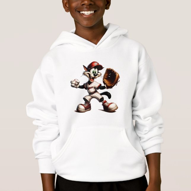 Goofy Cat Baseball Pitcher Winds Up (Front)