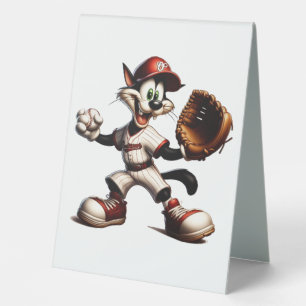 Goofy Cat Baseball Pitcher Winds Up