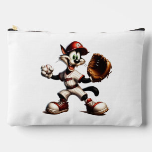Goofy Cat Baseball Pitcher Winds Up Accessory Pouch