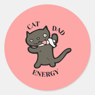 Goofy Cat Dad Energy Classic Round Sticker