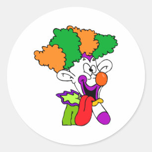 Goofy clown tongue out classic round sticker
