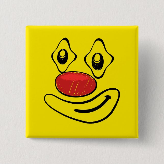 Goofy Clown Yellow Face 15 Cm Square Badge (Front)