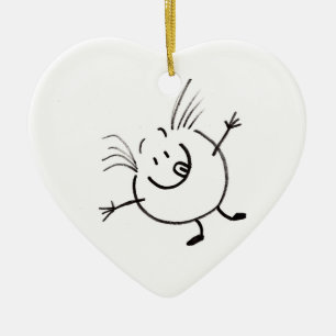 Goofy Doodle Guy Heart Ornament
