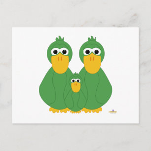 Goofy Green Ducks And Baby Postcard