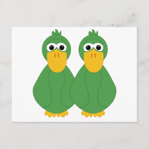 Goofy Green Ducks Postcard
