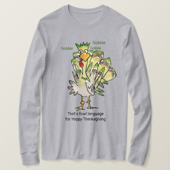 Goofy Green Turkey Gobble T Shirt (Design Front)
