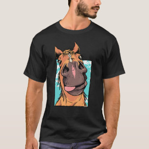 Goofy Horse Sticking Tongue Out Funny Farm Animal T-Shirt