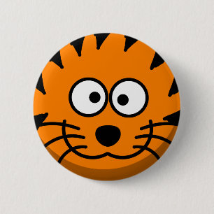 Goofy Orange and Black Striped Tiger 6 Cm Round Badge