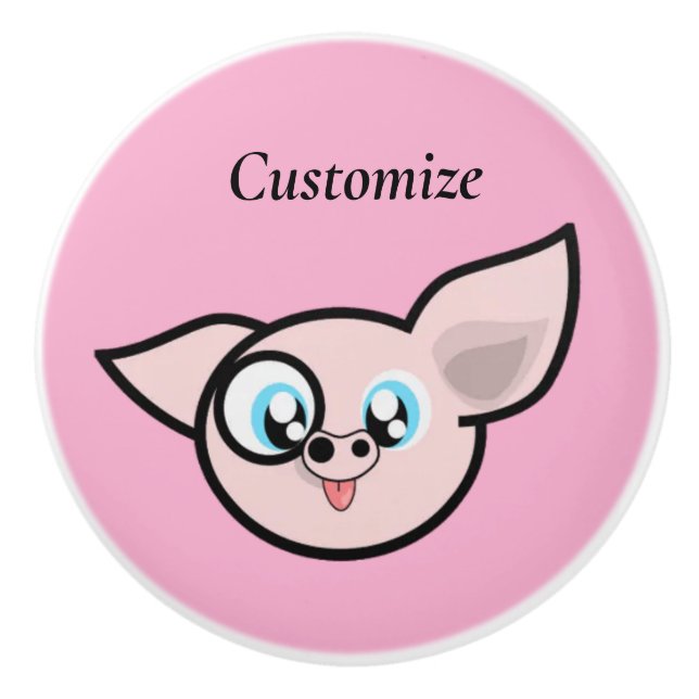 Goofy Pig Smiling Thunder_Cove Ceramic Knob (Front)