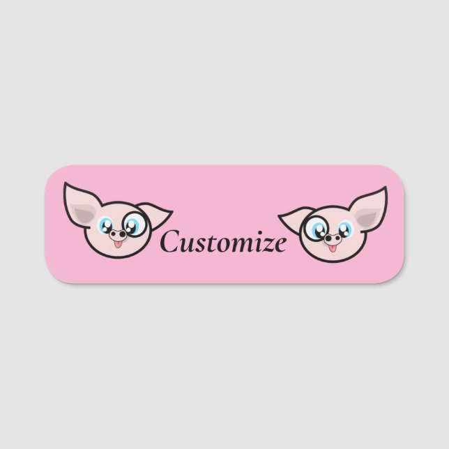 Goofy Pig Smiling Thunder_Cove Name Tag (Front)