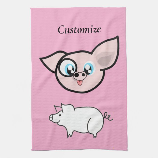 Goofy Pig Smiling Thunder_Cove Tea Towel (Vertical)