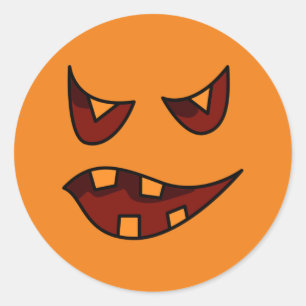 Goofy Pumpkin Face Classic Round Sticker