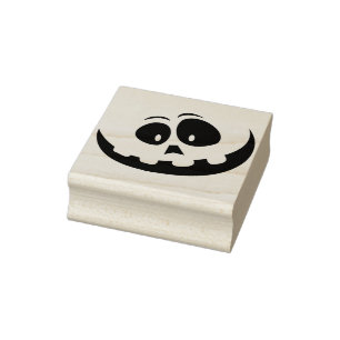 Goofy pumpkin face Halloween silhouette art stamp