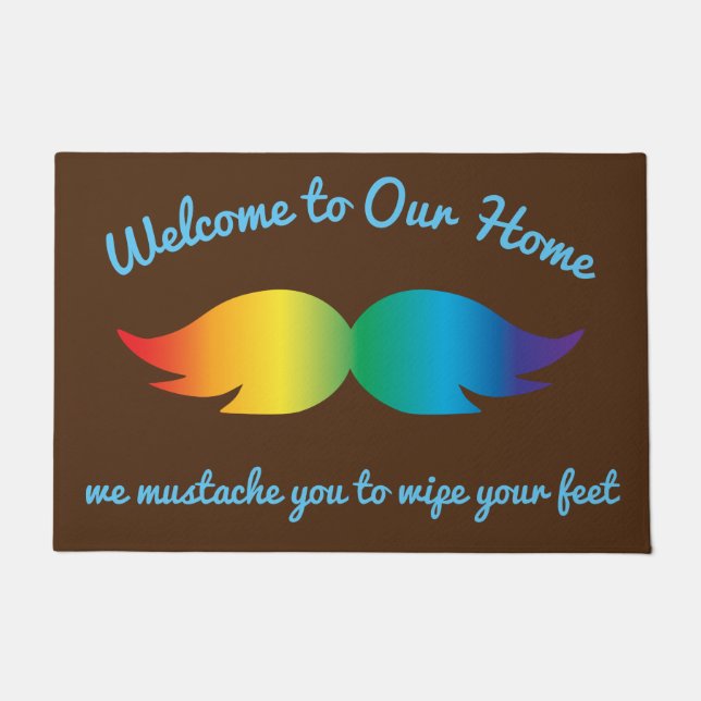 Goofy Rainbow Moustache Doormat (Front)
