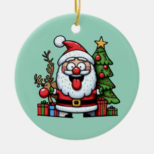 Goofy Santa Ceramic Tree Decoration