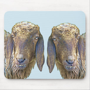 Goofy Sheep Face Farm Animal Twins Art Mouse Mat