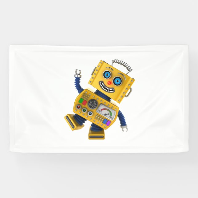 Goofy yellow toy robot banner (Horizontal)