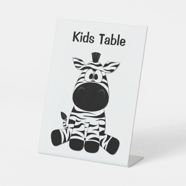 Goofy Zebra Kids Table Wedding Idea Pedestal Sign (Front)