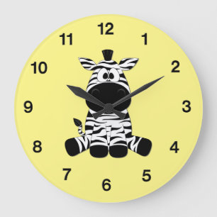 Goofy Zebra Yellow  Large Clock