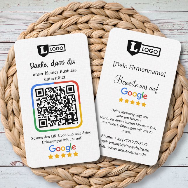 Google Bewertungskarte mit QR code Business Card (Google Bewertungskarte)