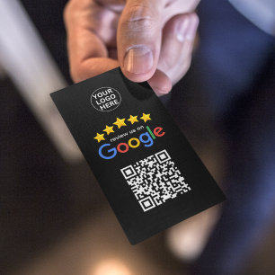Google Business Review 5 Star Qr Code Black Business Card