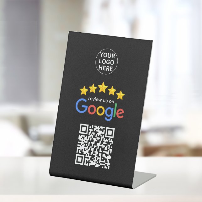 Google Business Review 5 Star Qr Code Black Pedestal Sign (Creator Uploaded)