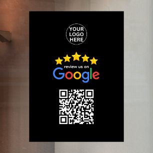 Google Business Review 5 Star Qr Code Black Window Cling