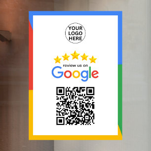 Google Business Review 5 Star Qr Code  Window Cling