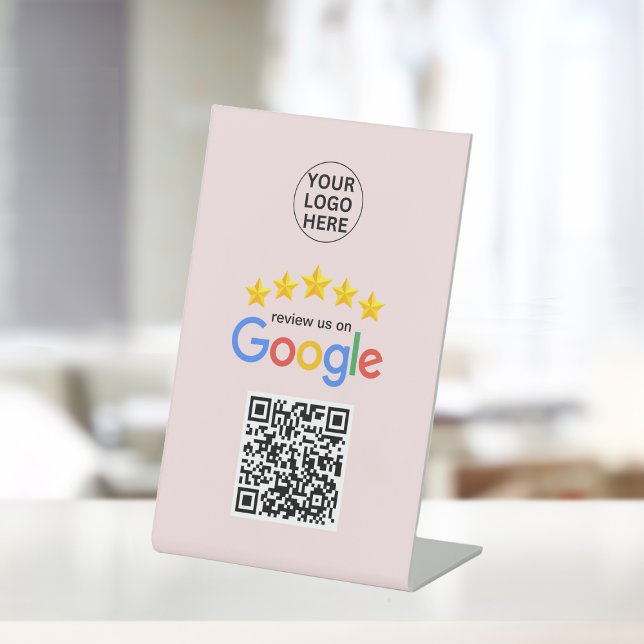 Google Business Reviews 5 Star Qr Code Blush Pink Pedestal Sign (Creator Uploaded)
