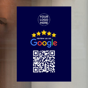 Google Business Reviews 5 Star Qr Code Navy Blue Window Cling